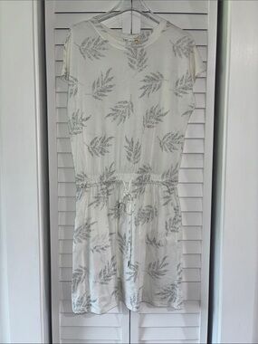 C&C California White Dress with Silver Leaf Motif